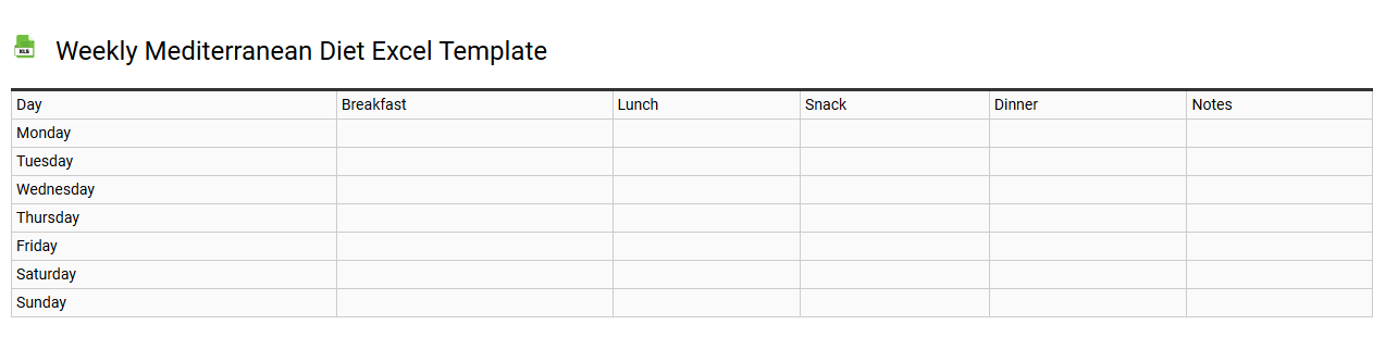 Weekly Mediterranean diet Excel template