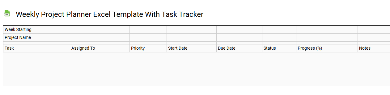 Weekly project planner Excel template with task tracker