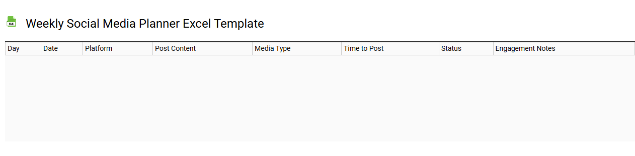 Weekly social media planner Excel template