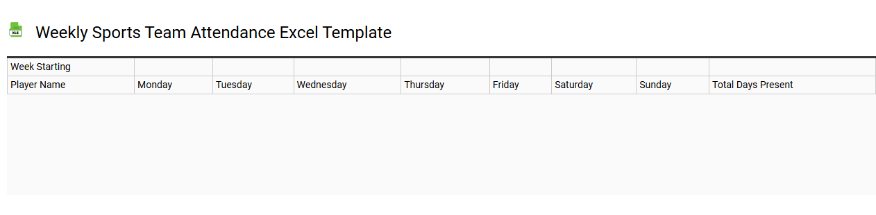 Weekly sports team attendance Excel template