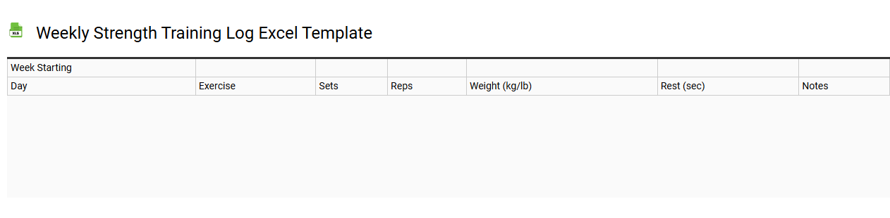 Weekly strength training log Excel template