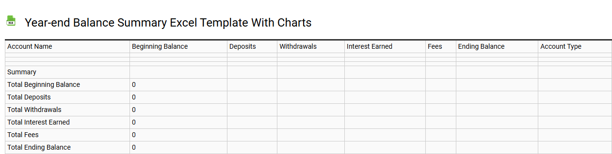 Year-end balance summary Excel template with charts