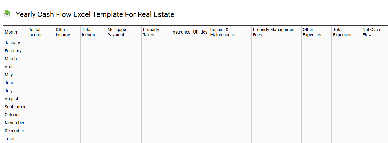 Yearly cash flow Excel template for real estate