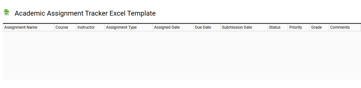 Academic assignment tracker Excel template