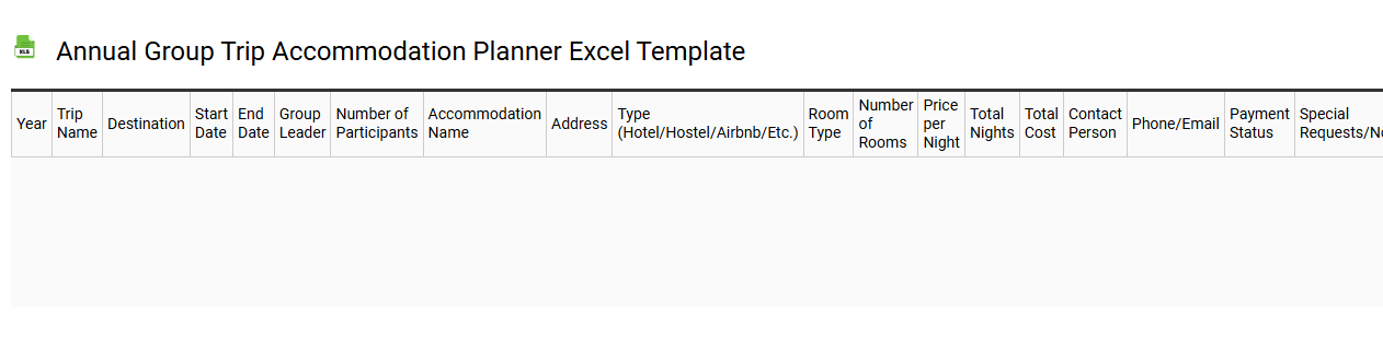 Annual group trip accommodation planner Excel template