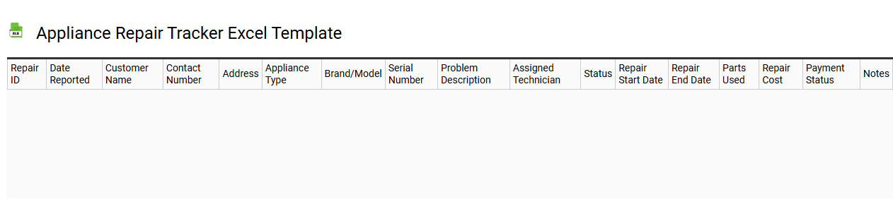 Appliance repair tracker Excel template