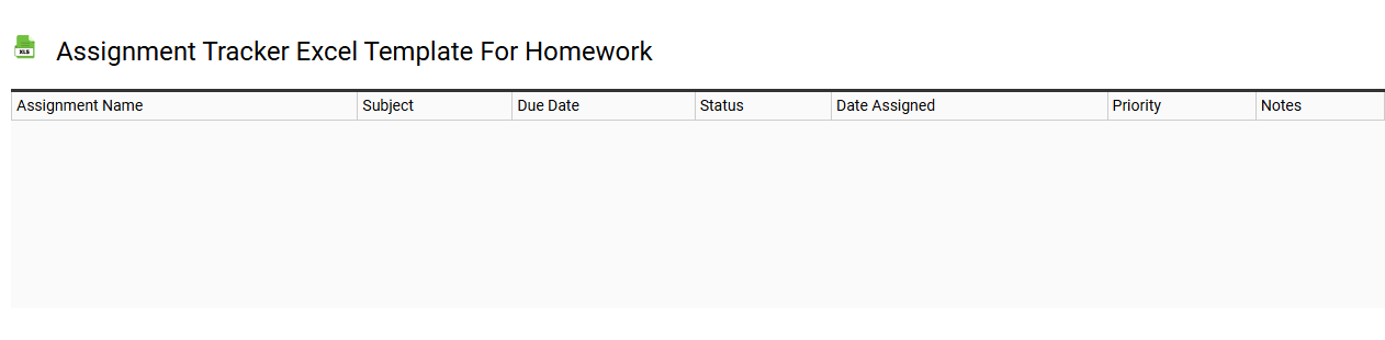 Assignment tracker Excel template for homework