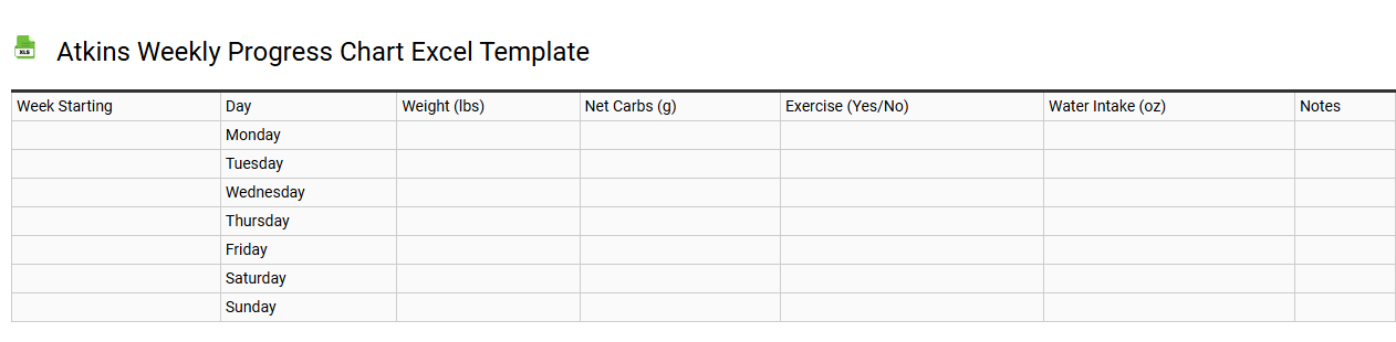 Atkins weekly progress chart Excel template