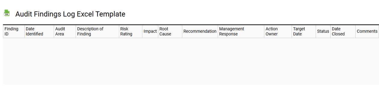 Audit findings log Excel template
