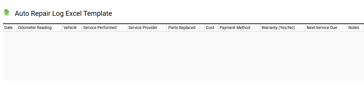 Auto repair log Excel template
