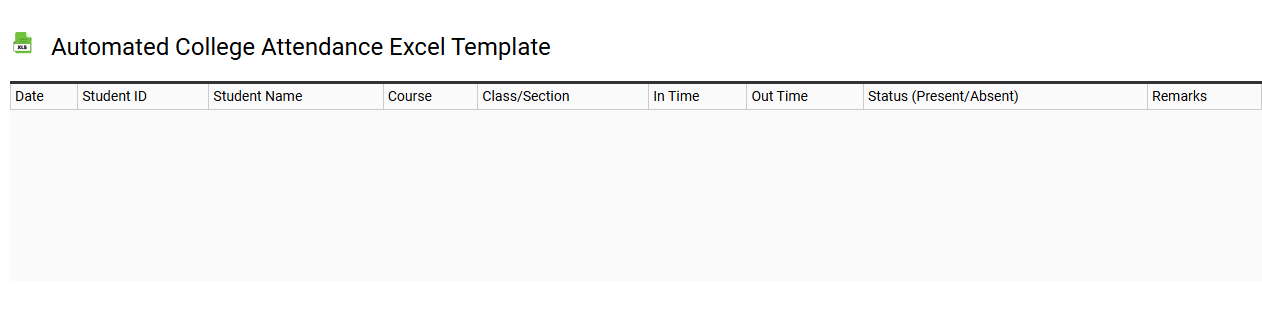 Automated college attendance Excel template
