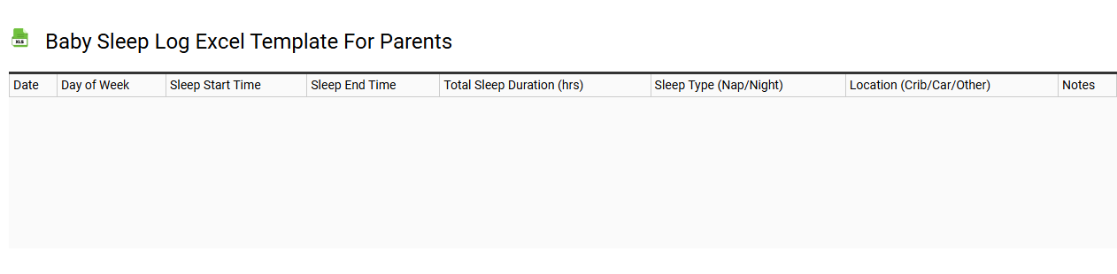 Baby sleep log Excel template for parents