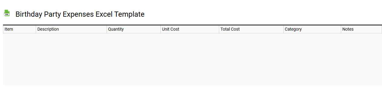 Birthday party expenses Excel template