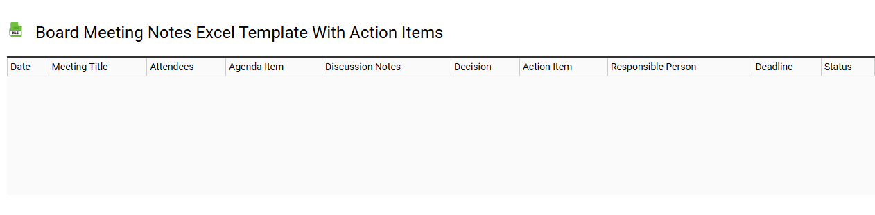 Board meeting notes Excel template with action items