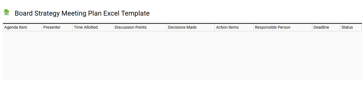 Board strategy meeting plan Excel template