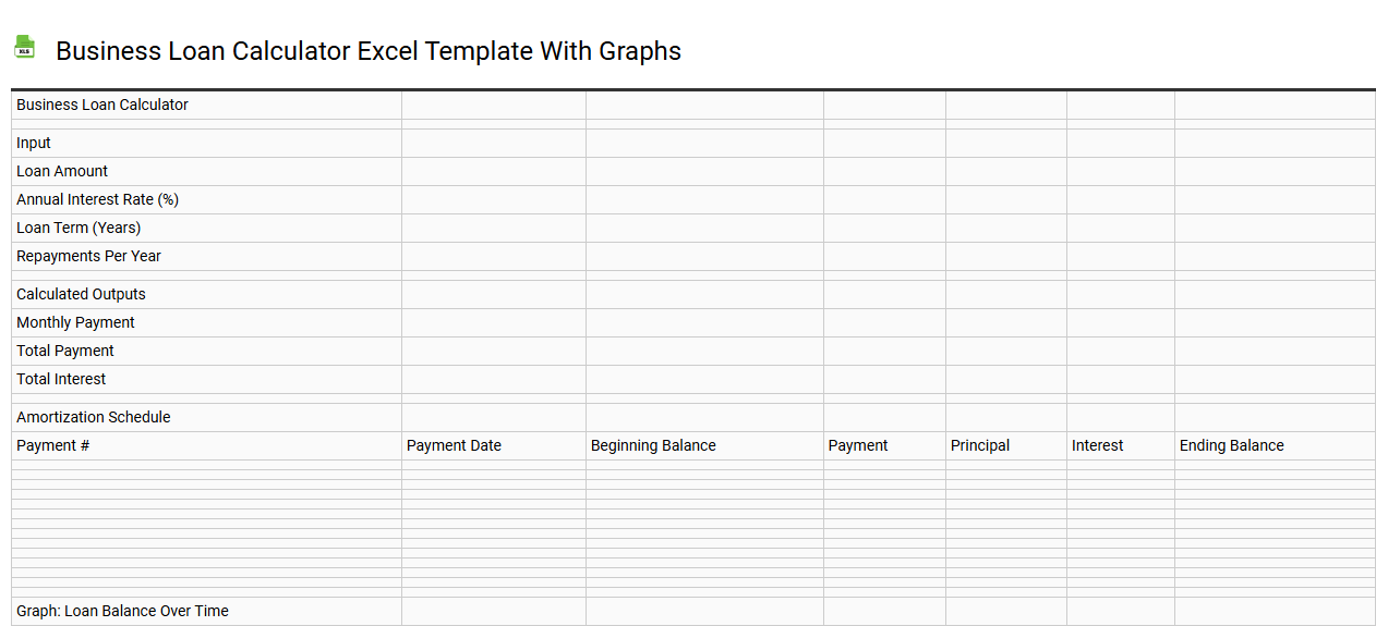 Business loan calculator Excel template with graphs