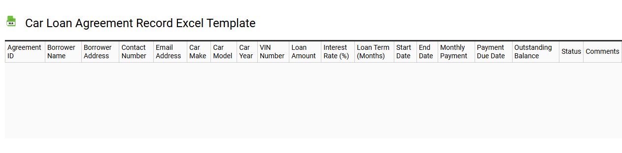Car loan agreement record Excel template