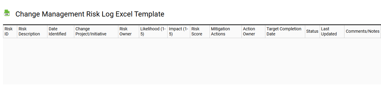 Change management risk log Excel template