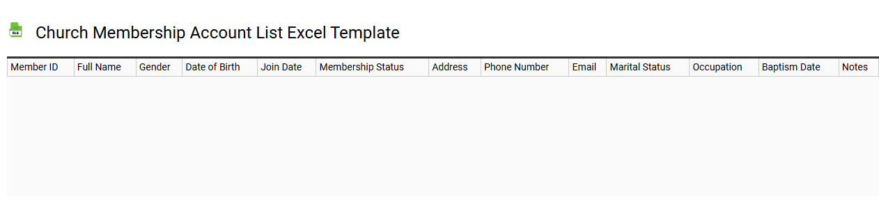 Church membership account list Excel template