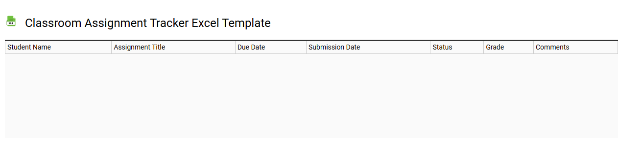 Classroom assignment tracker Excel template