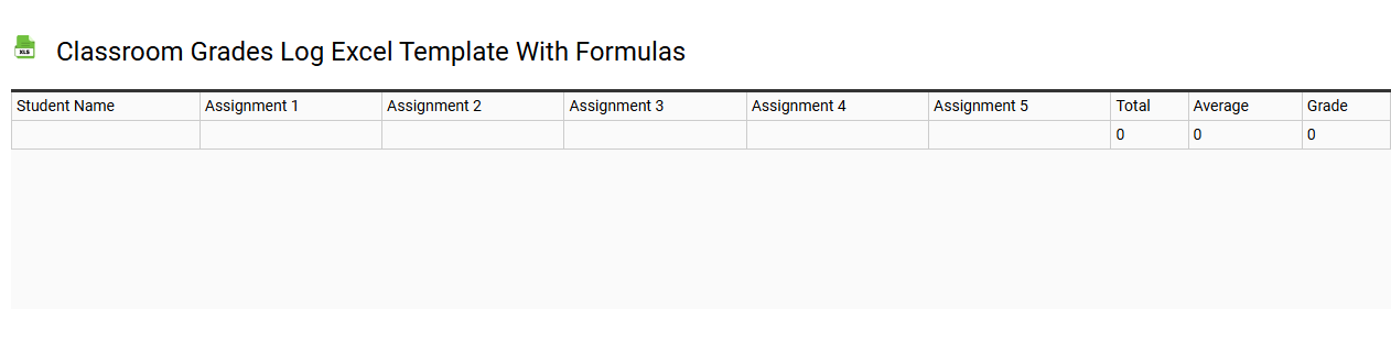 Classroom grades log Excel template with formulas