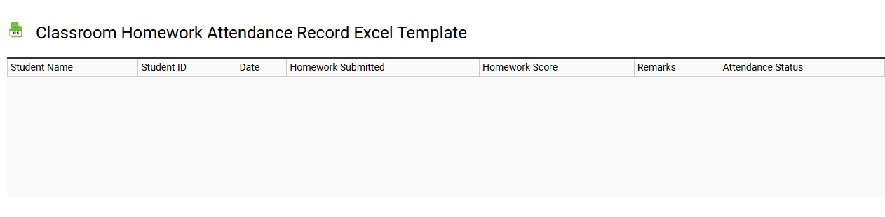 Classroom homework attendance record Excel template