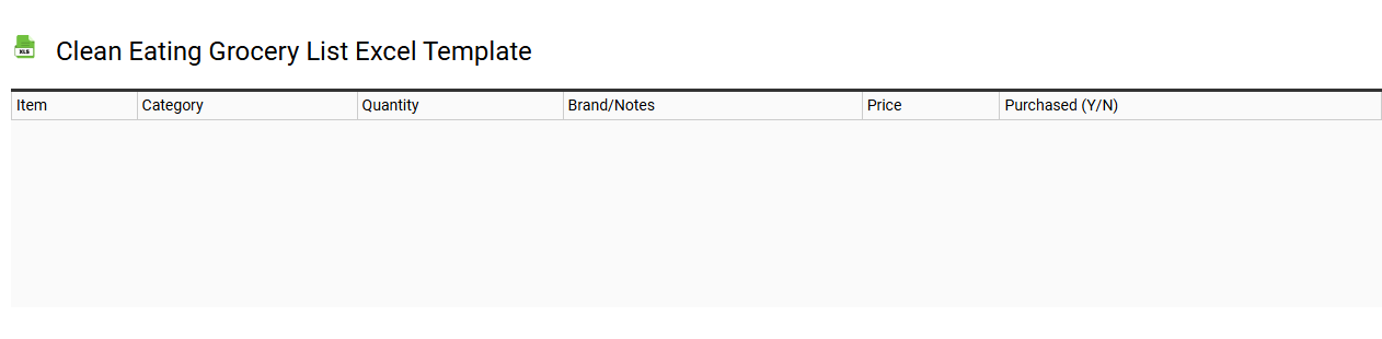 Clean eating grocery list Excel template