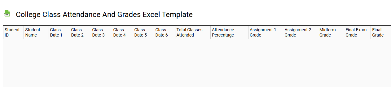 College class attendance and grades Excel template
