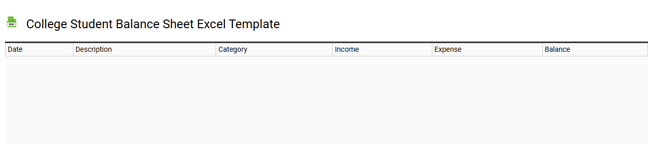 College student balance sheet Excel template