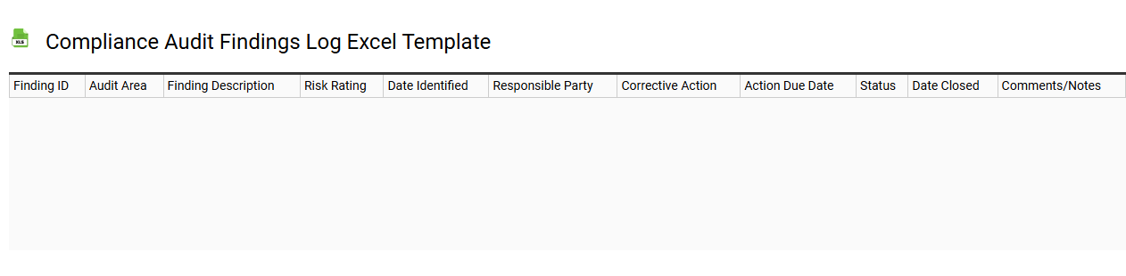 Compliance audit findings log Excel template