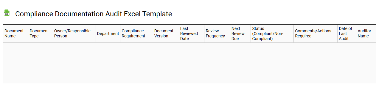 Compliance documentation audit Excel template