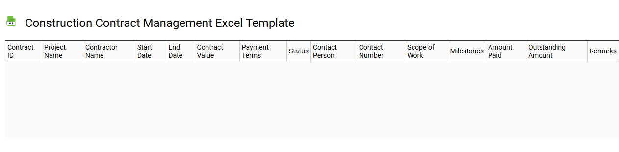 Construction contract management Excel template