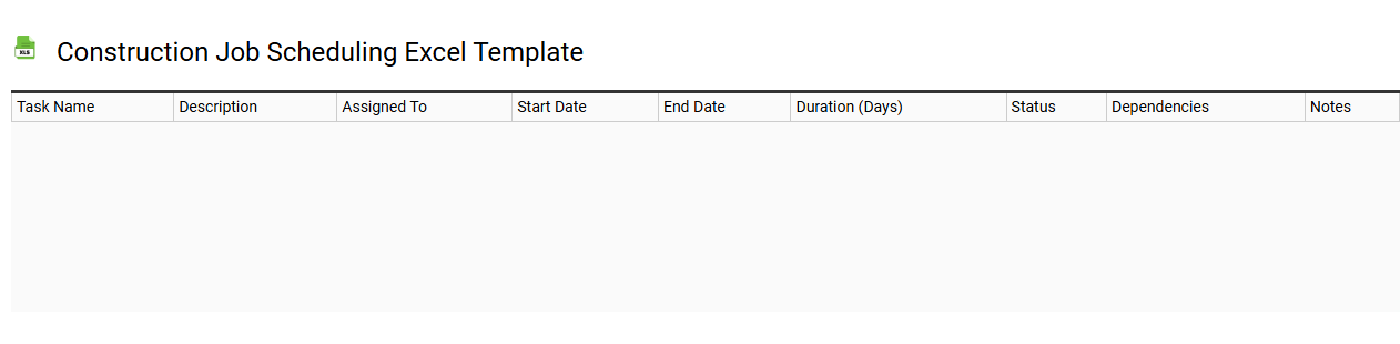 Construction job scheduling Excel template