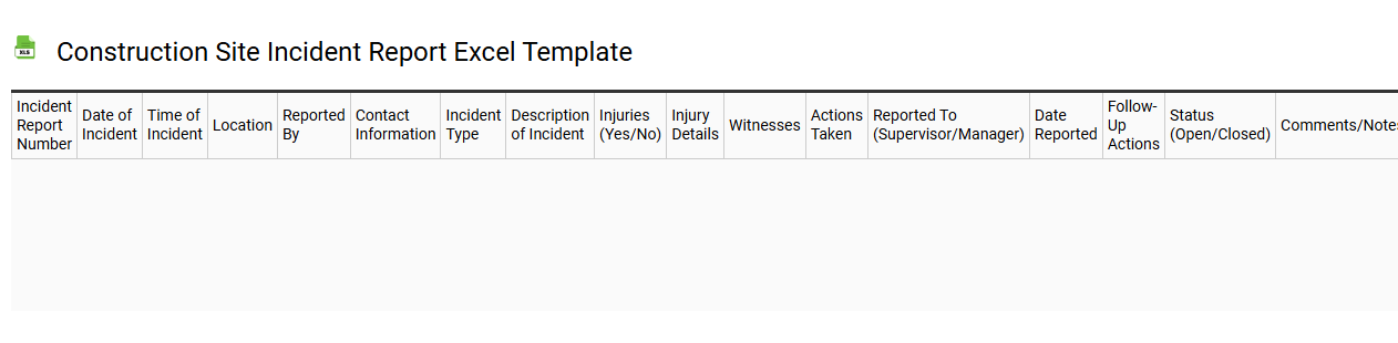 Construction site incident report Excel template