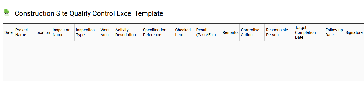 Construction site quality control Excel template