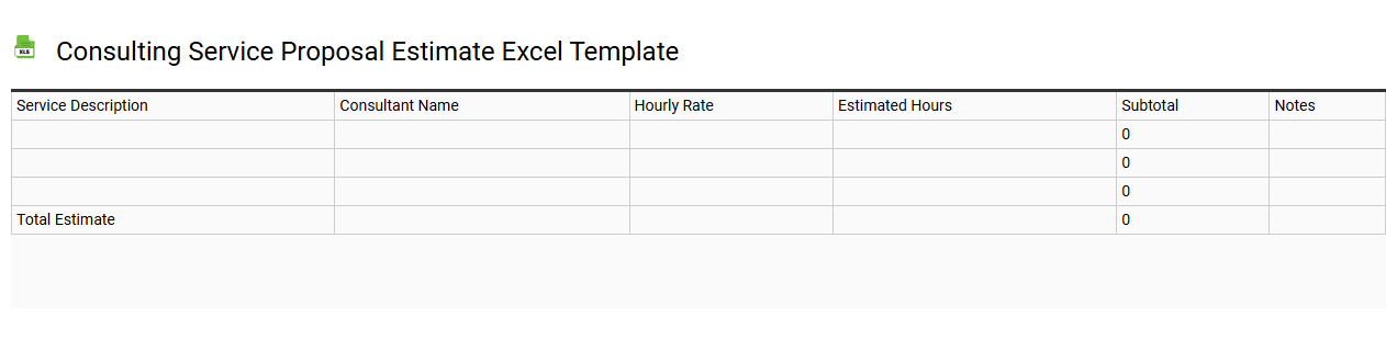 Consulting service proposal estimate Excel template