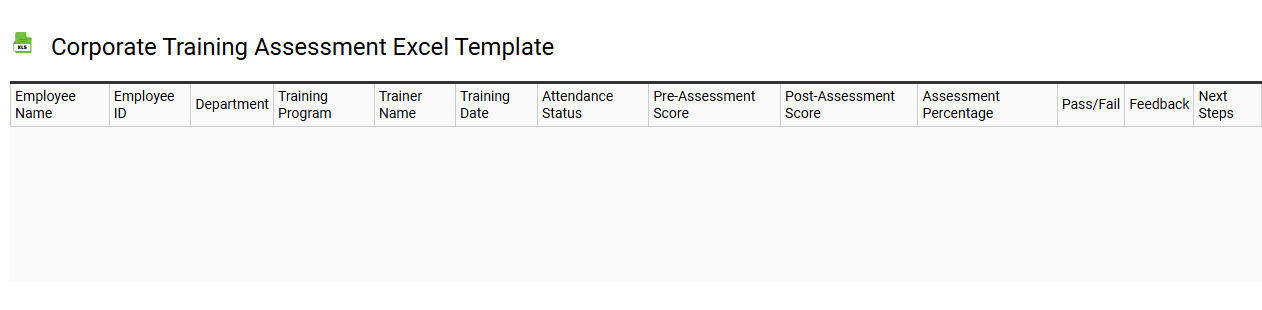 Corporate training assessment Excel template