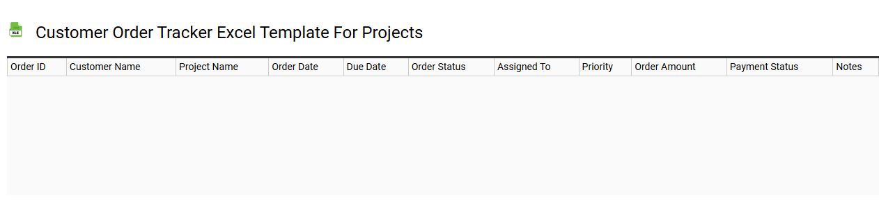 Customer order tracker Excel template for projects
