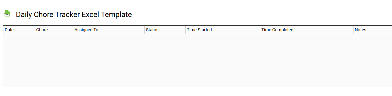 Daily chore tracker Excel template