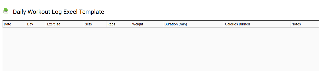 Daily workout log Excel template
