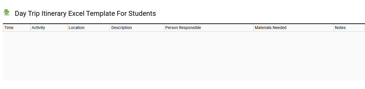 Day trip itinerary Excel template for students