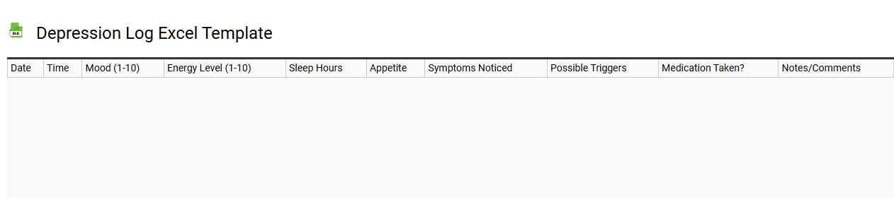 Depression log Excel template