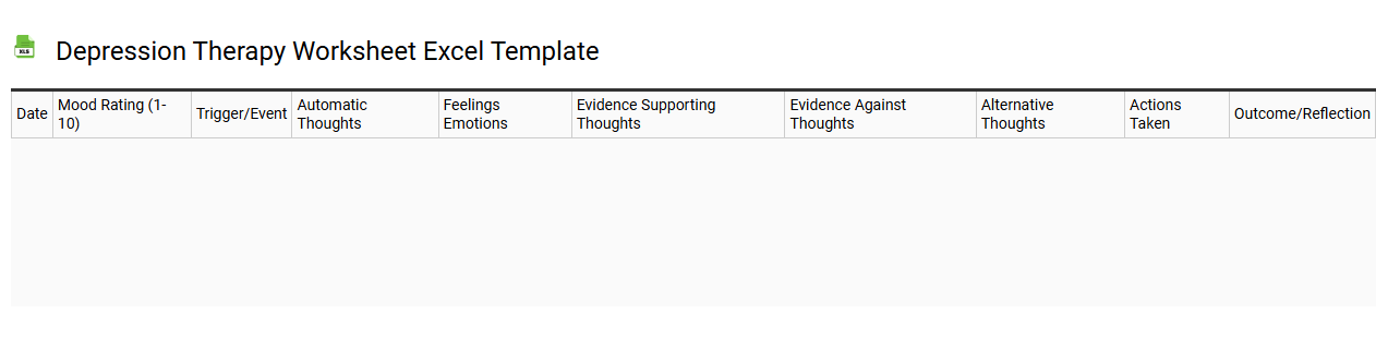 Depression therapy worksheet Excel template
