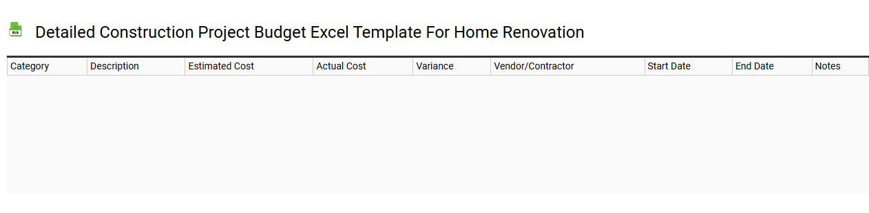 Detailed construction project budget Excel template for home renovation