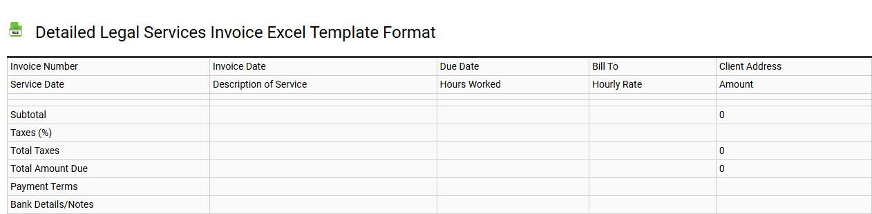 Detailed legal services invoice Excel template format
