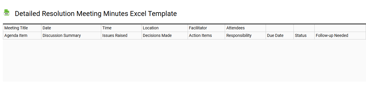 Detailed resolution meeting minutes Excel template