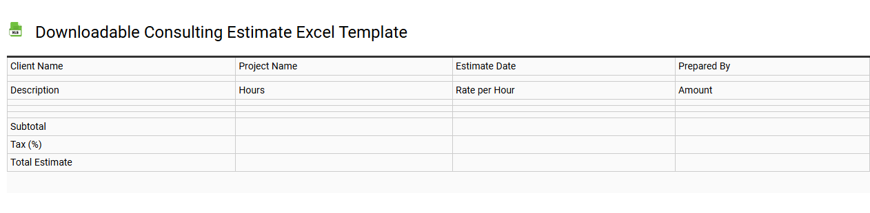 Downloadable consulting estimate Excel template