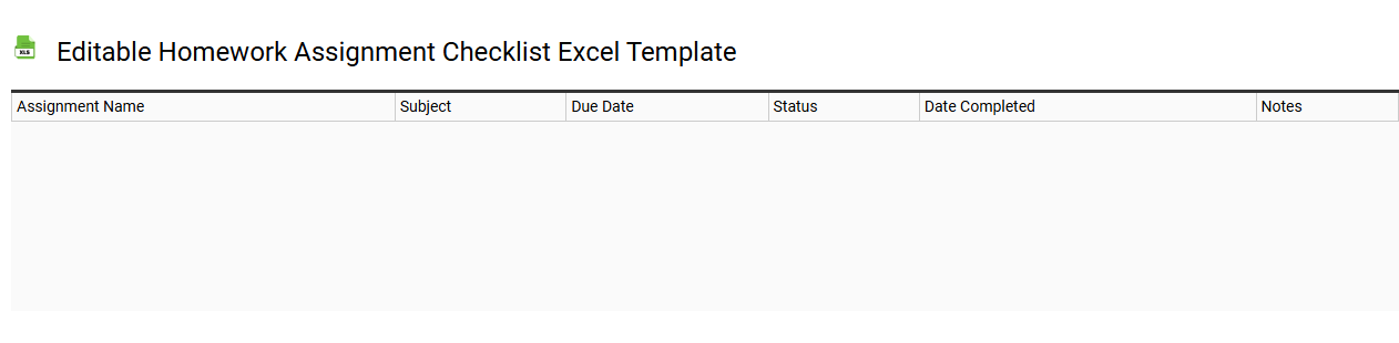 Editable homework assignment checklist Excel template