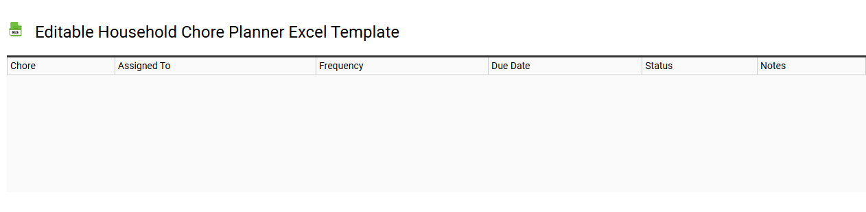 Editable household chore planner Excel template