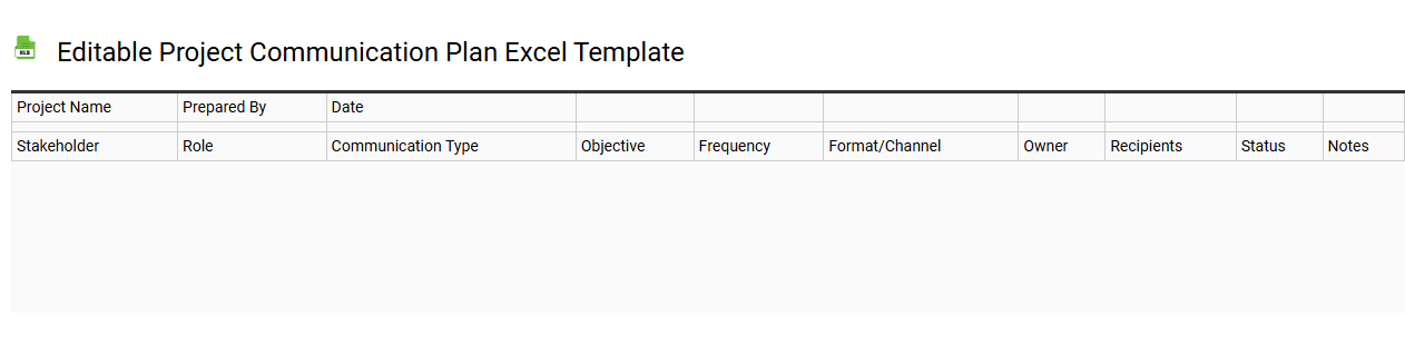 Editable project communication plan Excel template